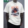 Men's Summer 100 Cotton Fashionable Casual Loose California Tropical Beach Pattern Printed Round Neck Short Sleeve T-shirt Top