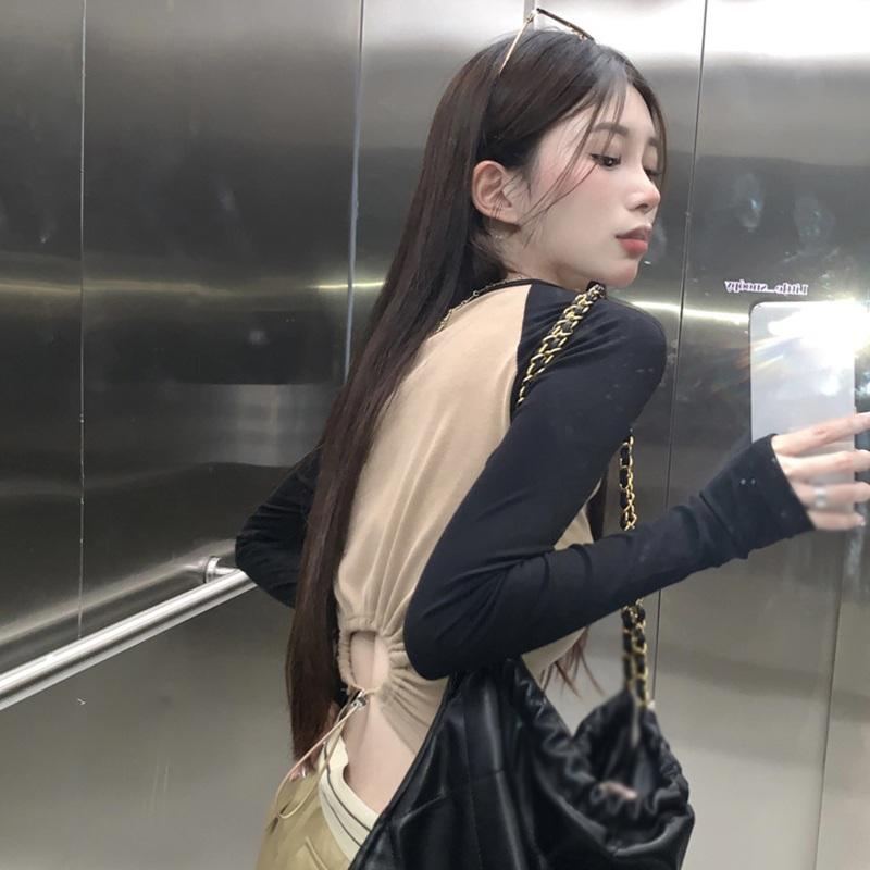 Base Coat Women's Blouse Women's Long Sleeve Short Style Retro