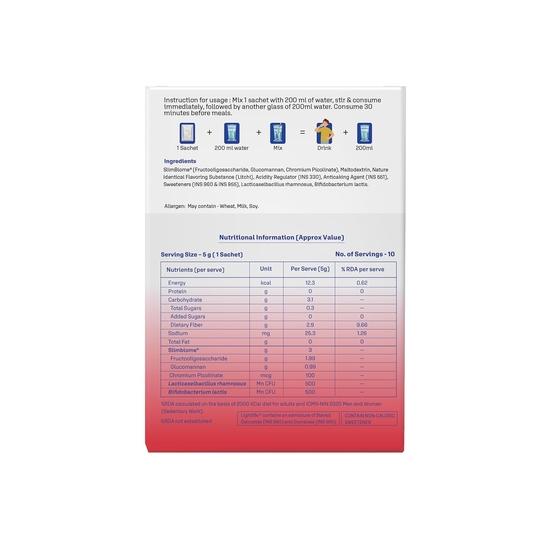 Dr. Morepen LightLife Pre-Meal Nutrition Mix | Controls Appetite & Reduces Cravings | For Men & Women | 60 Sachets | Flavor-Litchi