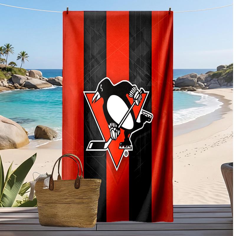 Pittsburgh Penguins Print Beach Towel Soft Portable Quick?dry Towel For Pool Summer Vacation Outdoor Sport