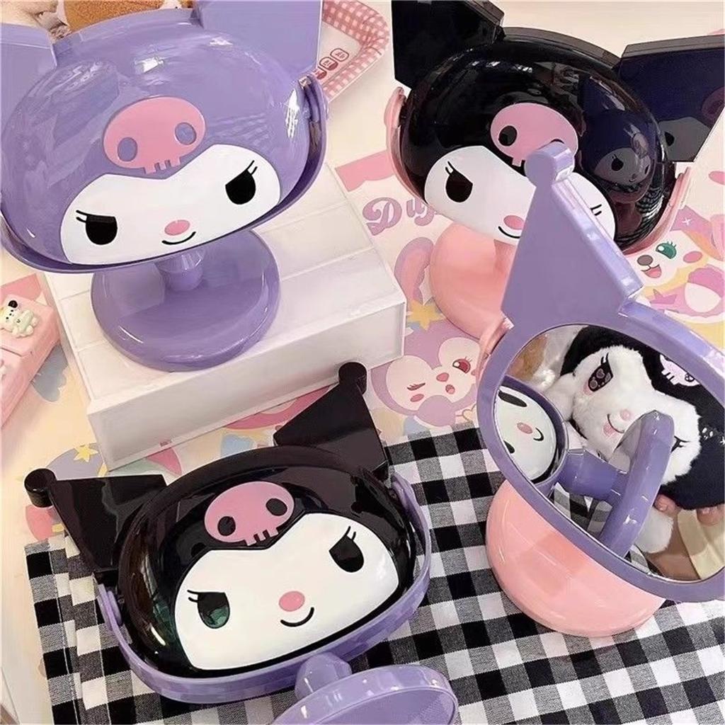 Kawaii cartoon character Kuromi girl makeup mirror desktop cute dressing mirror cute creative styling makeup mirror