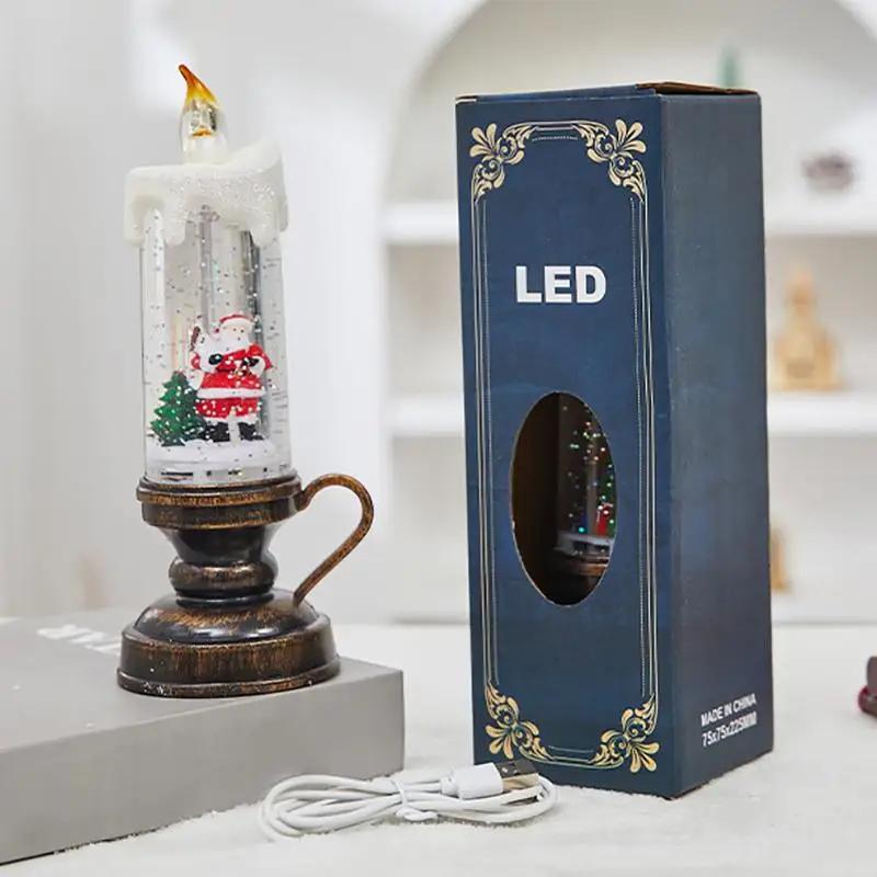 Christmas LED Candles, Flameless Flickering Electronic Tea Lights,Santa Claus Projection Night Light for Holiday Home Decor