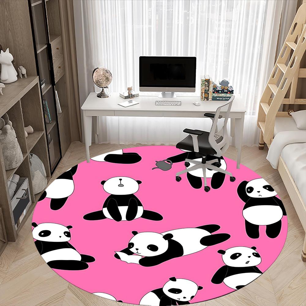 1pc Panda Circle Office Round Area Rug, Under Office Chairs Bedroom Living Room Home Decor, Room Deco, Available in Various Sizes