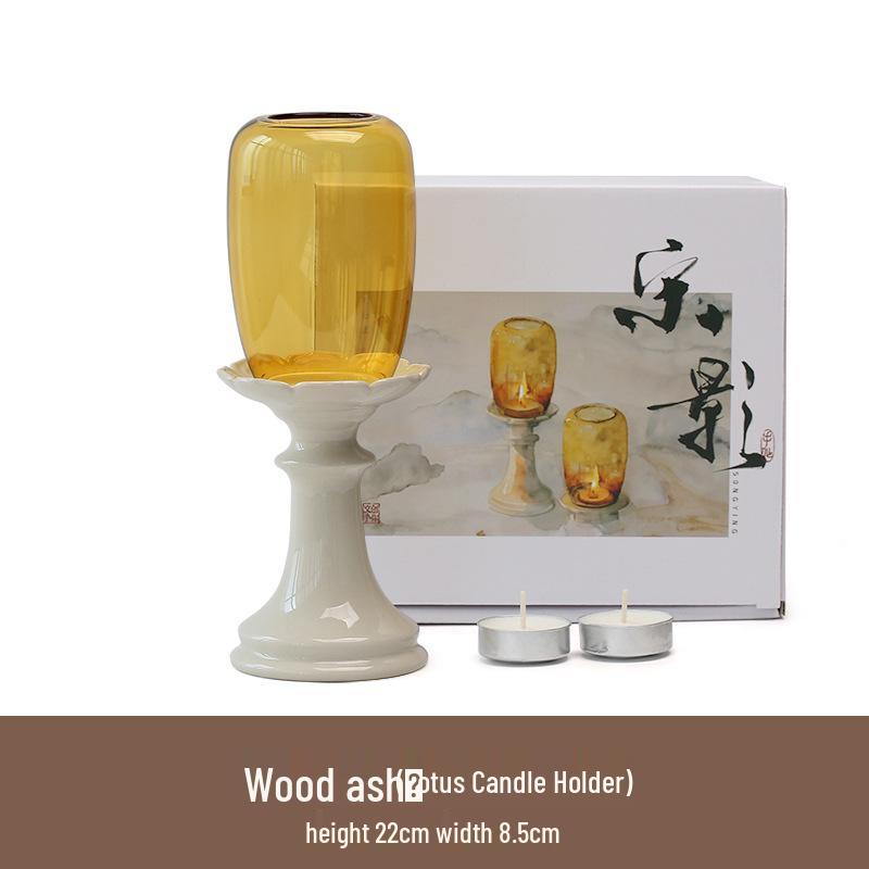 Chinese Forbidden City Glass Candlestick: Zen Tea Room Atmosphere Candle Lamp Decoration