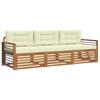 Outdoor Sofa Set with Cushions 3 Pcs Natural and Cream