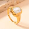 Anello Minimalista Quadrato con Zircone da Donna Acciaio Inossidabile Colore Oro Anelli alla Moda Zircone Geometrico di Lusso Regalo di Compleanno Vendita all'Ingrosso