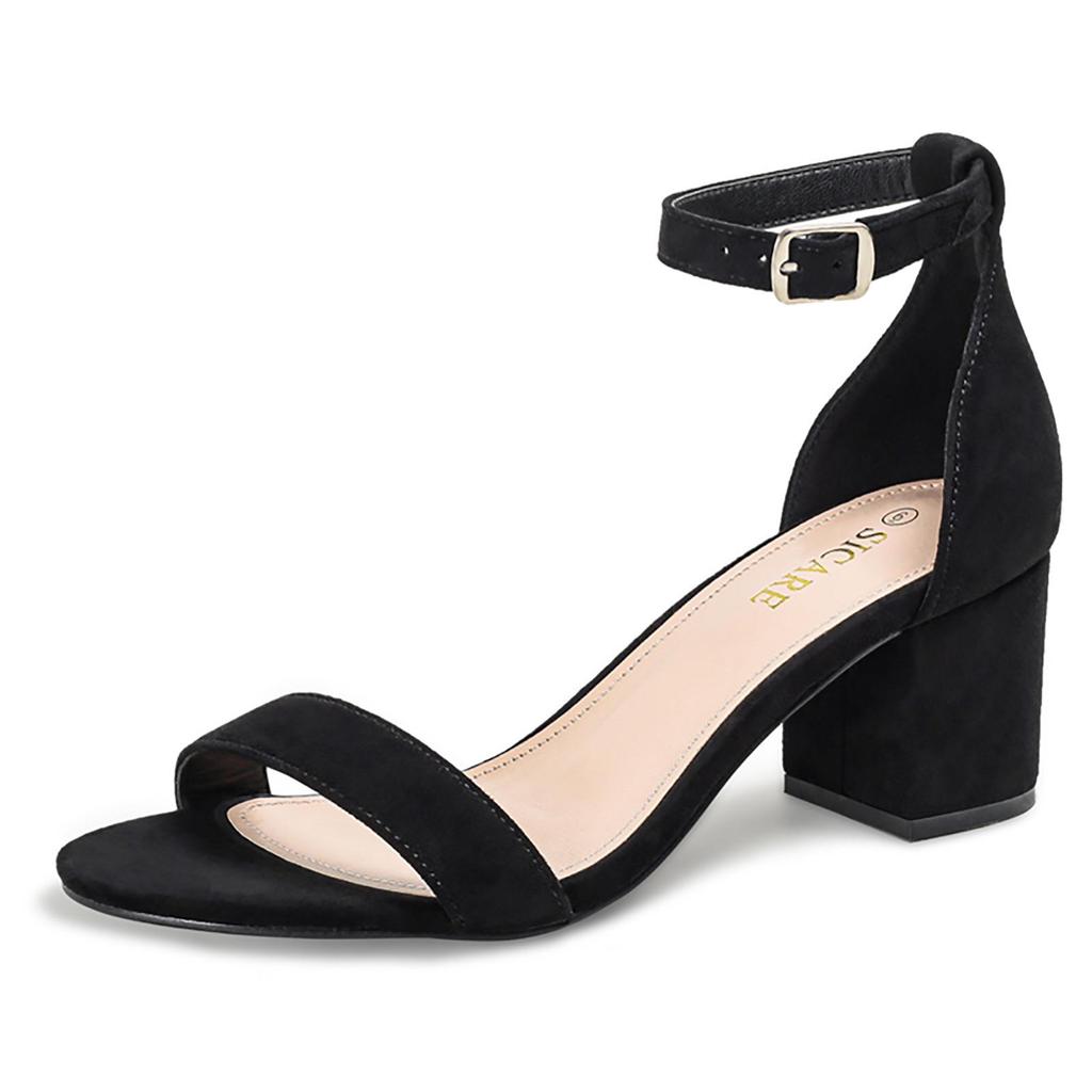 Frühling 2026 Sandalen mit klobigem Absatz und offenen Zehen - Europäisch-Amerikanischer Stil mit einzelnem Riemen und Schnalle