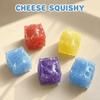 Super Soft Cheese Squeezed Cube Non Rebound Fidget Toy Novelty Cheese Squishy Toy  Office Desk Toy
