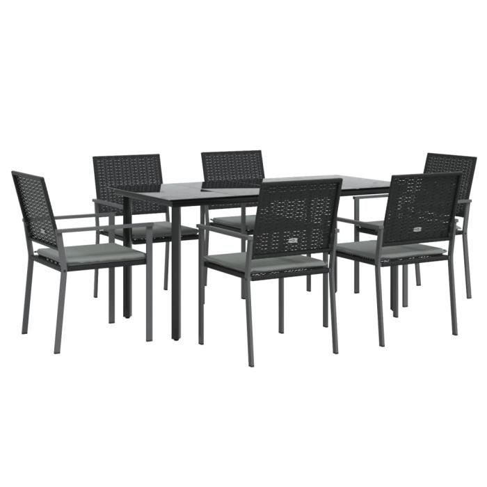VidaXL Ensemble à manger de jardin 7 pcs coussins résine tressée acier 3187026
