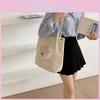 Adorable Floral Embroidered Corduroy Shoulder Bag Sweet Japanese Tote For Students
