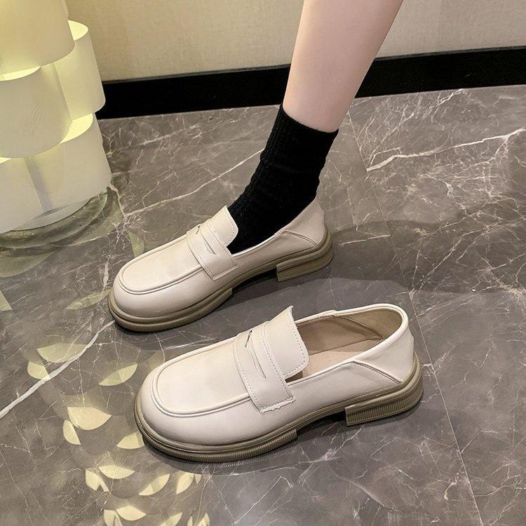 Thick heel platform jk autumn new British style small leather shoes casual single shoes muffin shoes