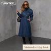JPNTKY Mode Zomer Lente Effen Kleur Print Lange Mouwen Denim Jas Jas