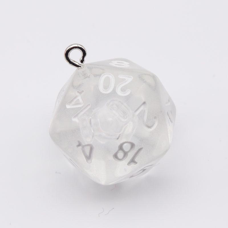 20-Sided Colored Transparent Acrylic Dice Pendant Keychain for DIY Jewelry