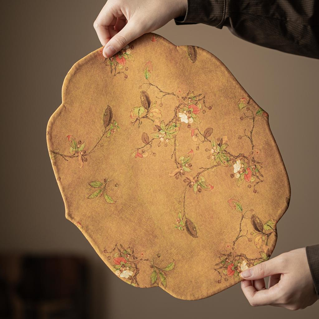 Chinese Style Begonia Edge Tea Table Mats Handmade Drink Coaster Household Dinner Table Cloth Mat Tea Ceremony Supplies Gift