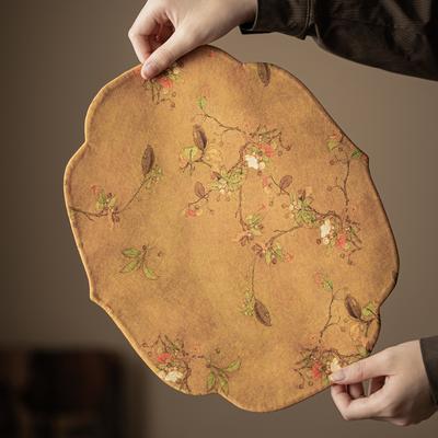 Chinese Style Begonia Edge Tea Table Mats Handmade Drink Coaster Household Dinner Table Cloth Mat Tea Ceremony Supplies Gift