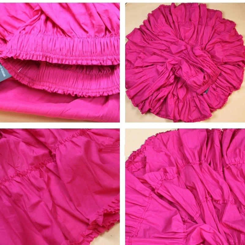 Women Long Skirts Candy Colors Cotton Falda Female Casual Beach Bohemia Ruffles Maxi Skirt
