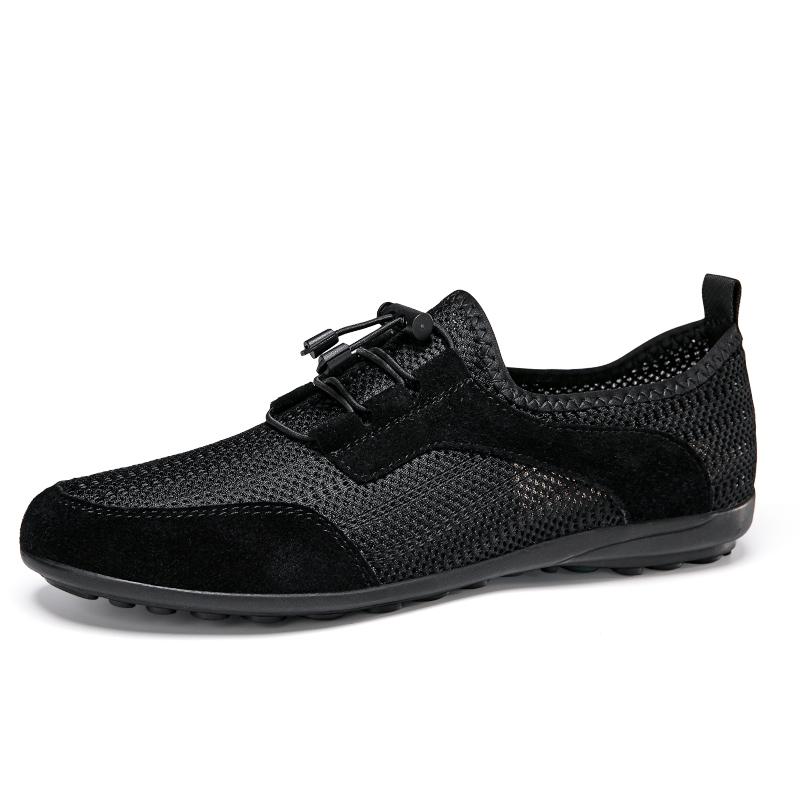 

Мужская повседневная обувь в винтажном стиле, дышащая сетчатая обувь, мягкие мужские летние кроссовки, мужские мокасины, удобная обувь для отдыха на открытом воздухе без застежек 47 чёрный