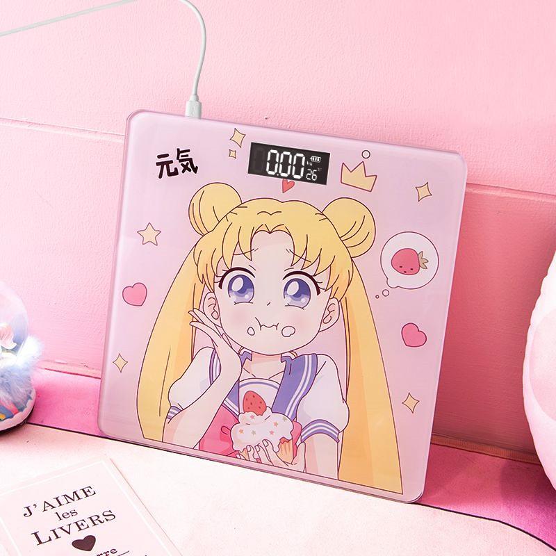 Karikatür Kız Dijital Vücut Yağ Ölçerleri Lcd Ekran Akıllı Ağırlık Ölçeği Banyo Terazileri Yüksek Hassasiyetli Elektronik Zemin Vücut Terazileri