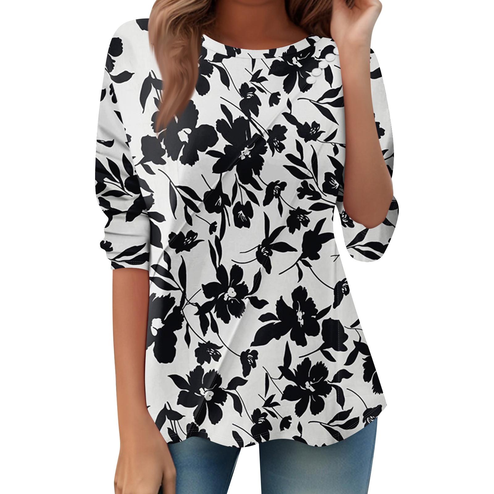 

Женский свободный повседневный топ с длинным рукавом, круглым вырезом, пуговицами, принтом в полоску, футболка XXL