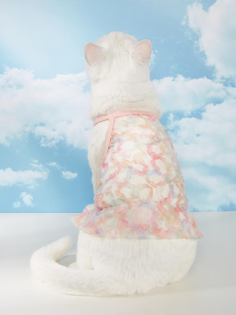 Pet Clothes Dog Dress, Colorful Mesh Floral Skirt, Sling Design, for Small Dogs/Cats, Girl Dog Apparel, Cute Summer Outfit