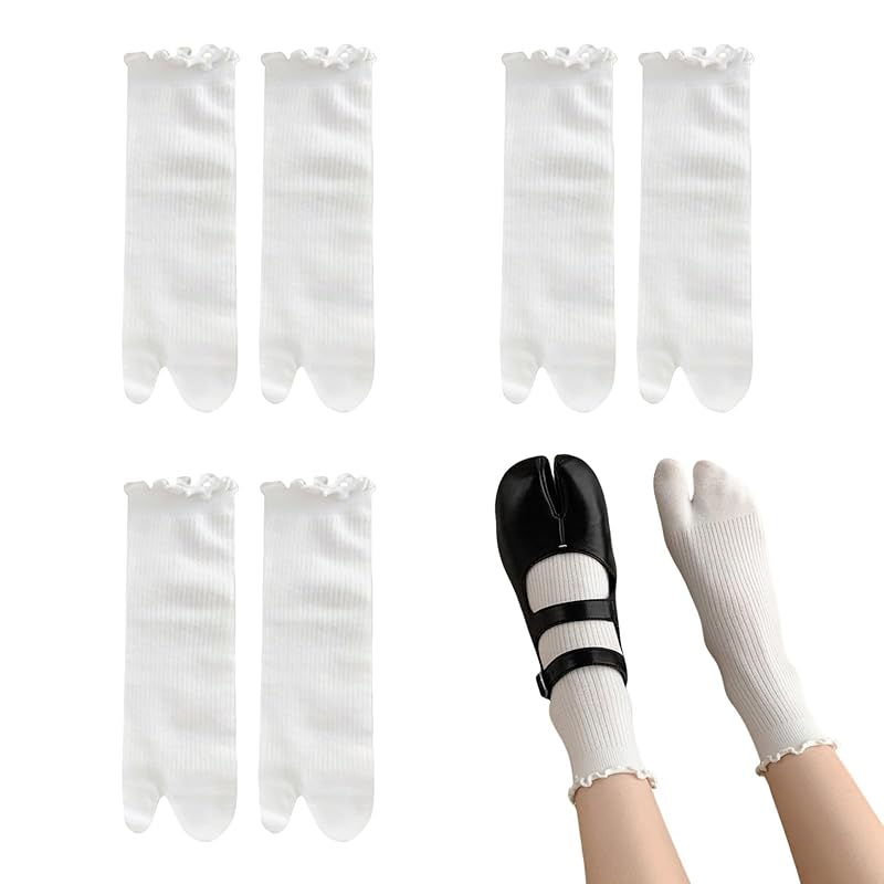 

[RuiChy] tabi socks ladies 3 pairs socks two fingers finger socks cute cotton Plain color Thin Sweat absorbent and quick drying ventilation free size