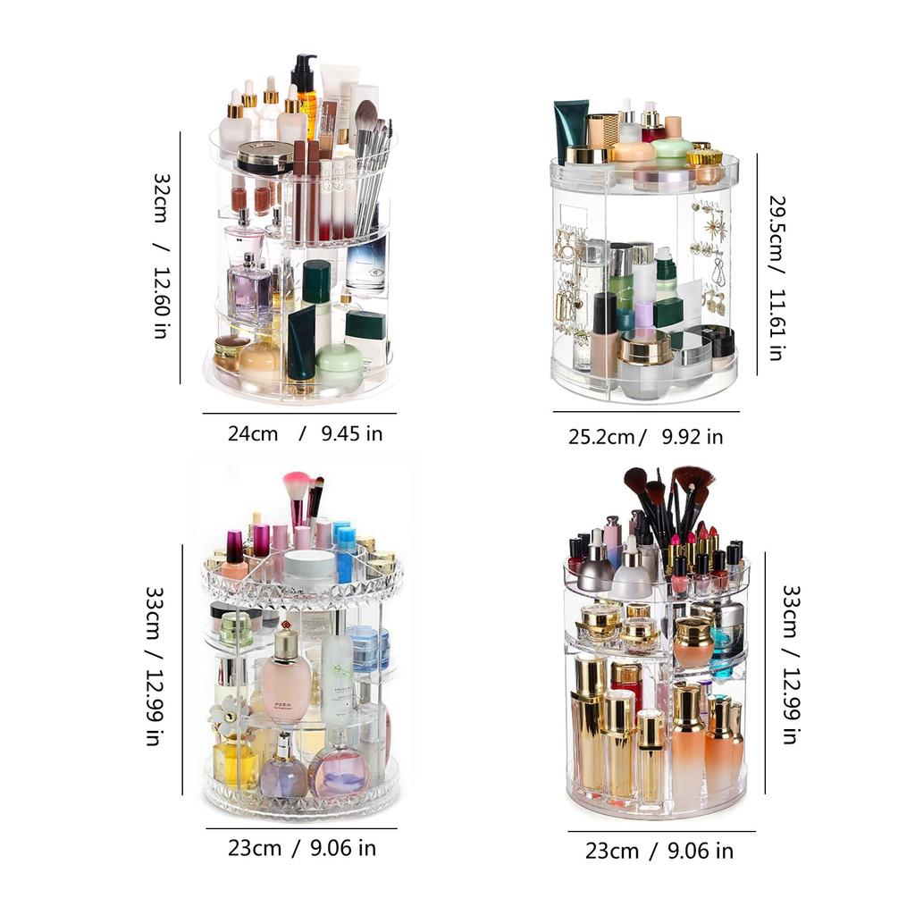 Elegant Makeup Storage Rack 360 Rotating Organizer with Multiple Layers for Cosmetics Beauty Products Display Stand