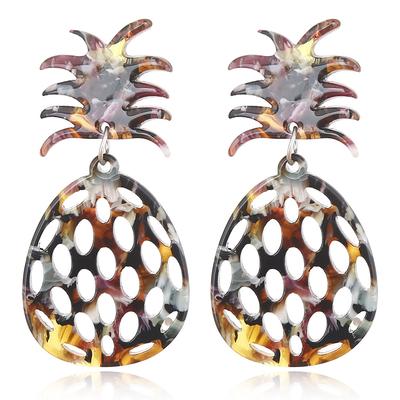 European and American Exaggerated Pineapple Fruit Acrylic Earrings Women's Korean Version Fruit Hollow Earrings