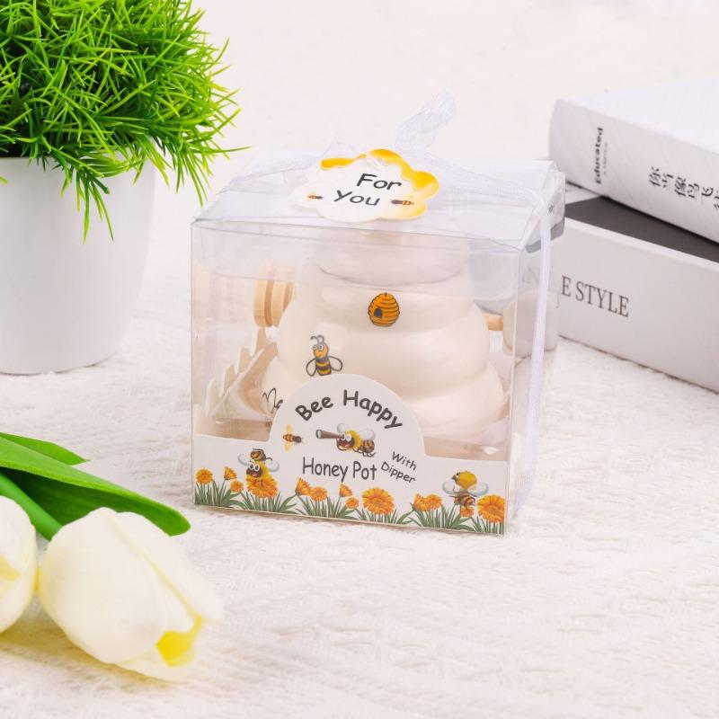 Creative Wedding Gift Set  Cute Cartoon Ceramic Sealing Jars for Honey and Seasonings with Airtight Lids and Decorative Patterns