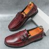 Fashion Britain Trend New Designers Men's Monk Strap Loafter Black Red Flats Leather Casual Driving Shoes Casual Formal Dress Footwear