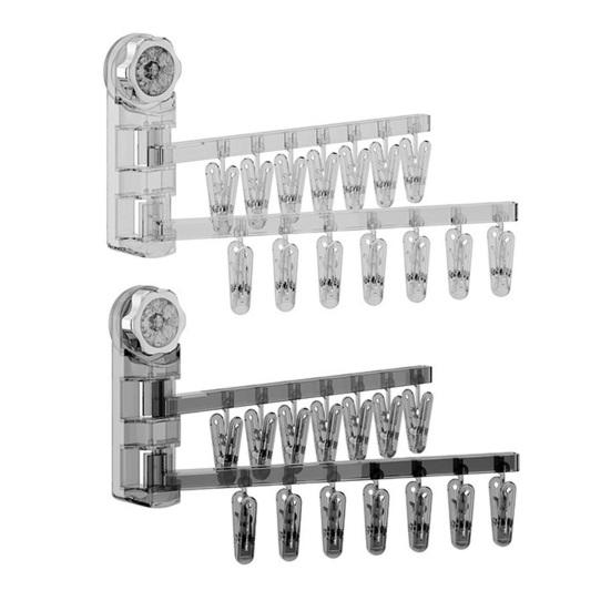 Yousheng Sock Drying Rack Wall Mounted Rotate Drying Hangers 28 Clips Strong Load-bearing Simple Installation Bathroom Laundry Rack