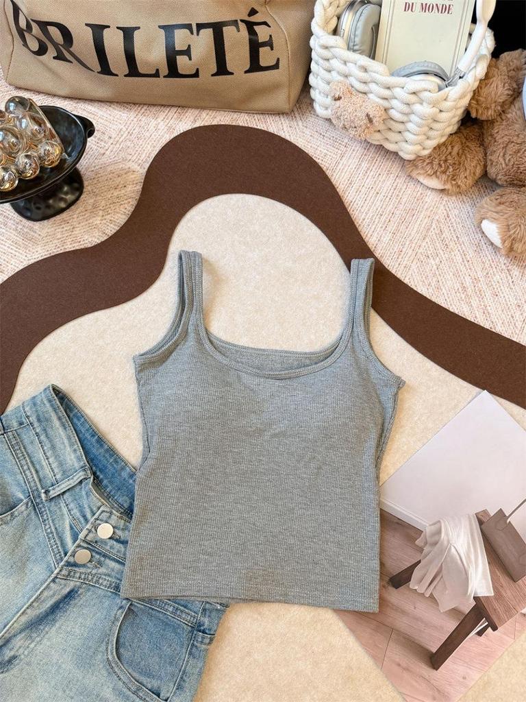 Early Autumn Slimming Square Neck Vest with Chest Pads - Warm and Versatile Innerwear