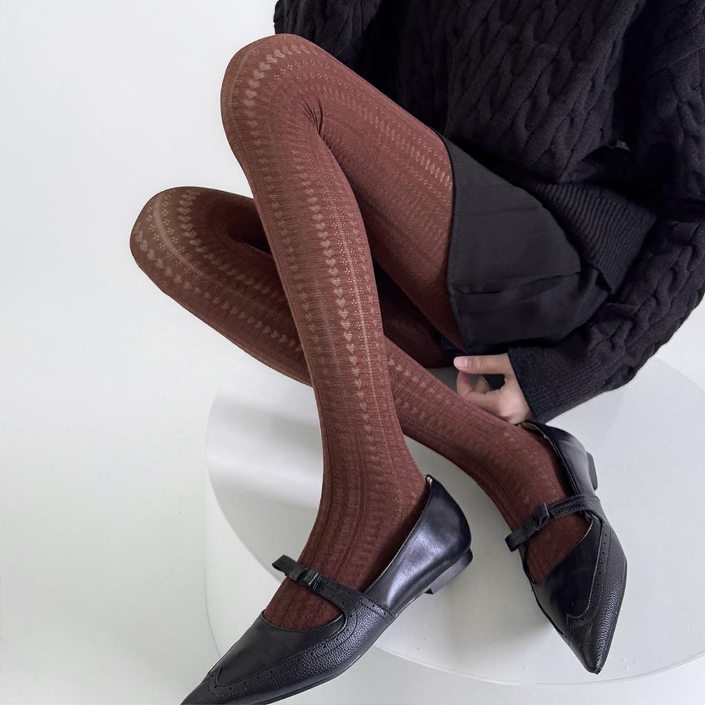 Women Heart Striped Fishnet Pantyhose Sexy Striped Knitted Mesh Tights Fashion  Streetwear Hosiery Woman Clothes White Tights