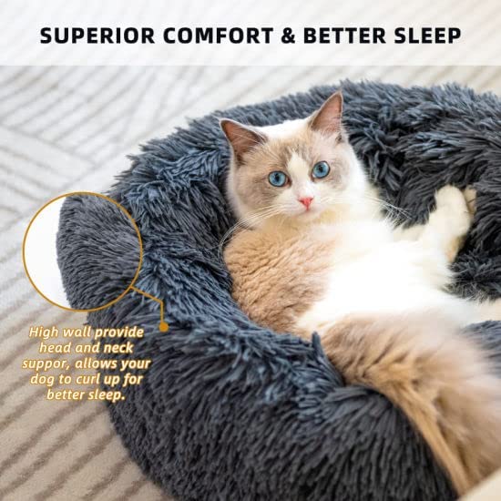 Winter Warm Plush Pet Bed Round Fluffy Dog Cat House Soft Long Plush Kennel for Small Pets