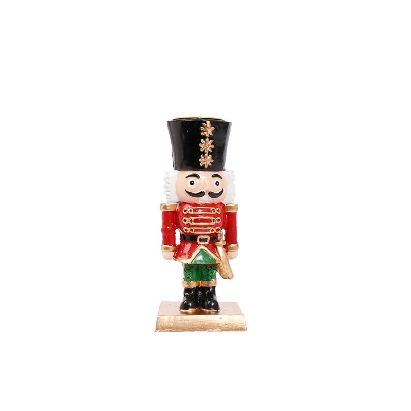 Nutcracker Candle Holder Adorable Figurine Tabletop Christmas Decor Festive Home Decoration Holiday Shelf Table Centerpiece