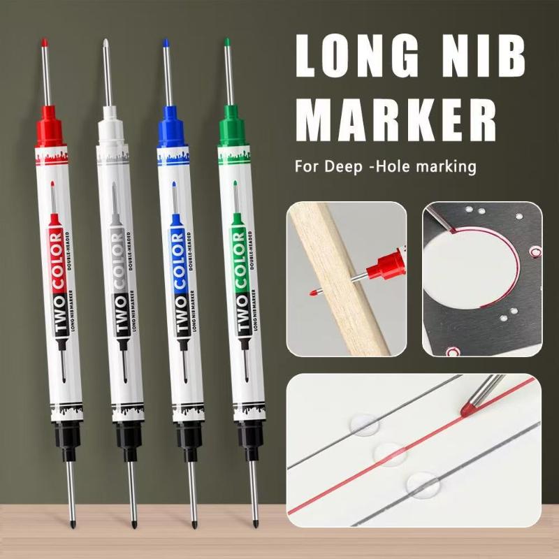 1/4Pcs Long Head Deep Hole Marker Pen Woodworking Decoration Permanent Marker Pen Waterproof Metal Perforating Pen