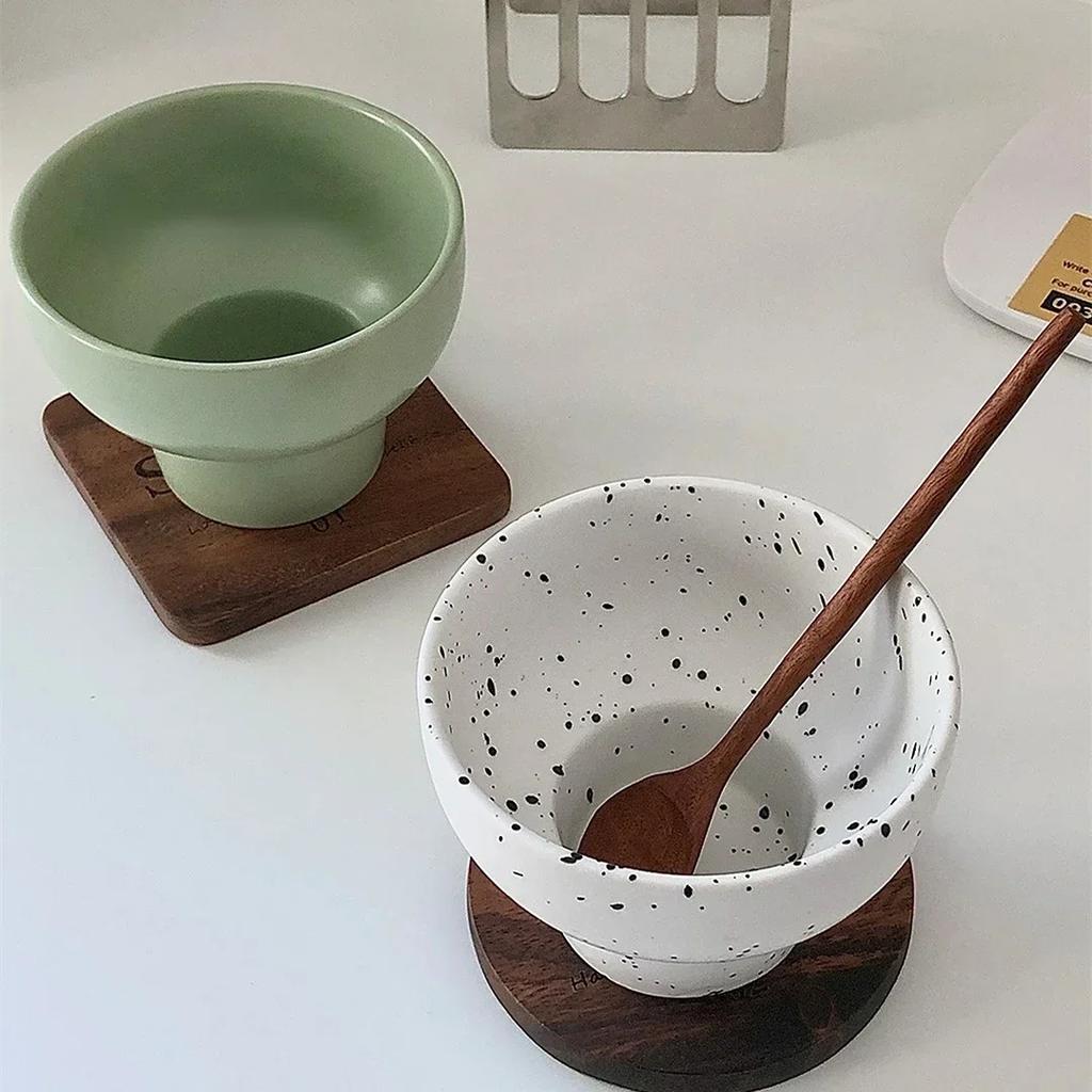 4 Inch Retro Ceramic Bowl Cute Rice Bowl Noodles Container Cereal Soup Dessert Snack Bowl Kitchen Tableware Microwave Safe