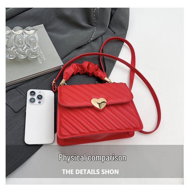 Delikatna plisowana torebka w stylu koreańskim: Wiosna 2024 Wszechstronna Mała Kwadratowa Torebka Matka-Dziecko