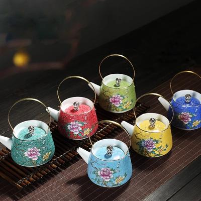 Kacheln Teekanne, rosa bemaltes Gold-Teeservice, kreative Einzelkanne Teekanne, Keramik-Teetasse, Verkostungs-Teetasse Teekanne