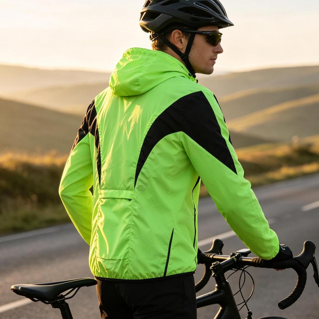 Wosawe Windproof Cycling Jackets Hooded Waterproof Long Sleeve Windbreaker Jerseys Reflective Bicycle Clothing Men's Jacket