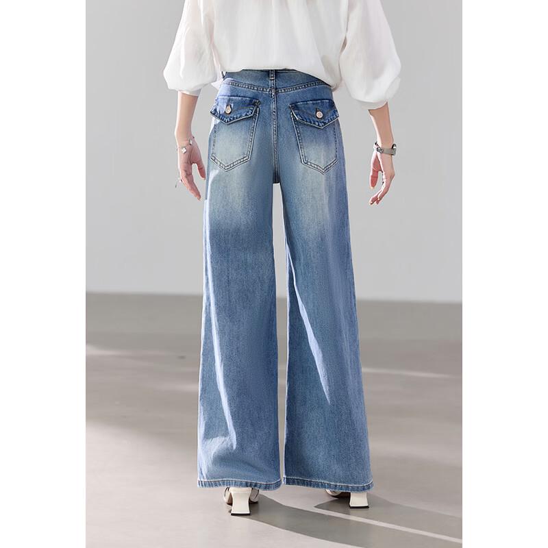 VICTORIA&VERA Women's High-Waisted Wide-Leg Denim Jeans