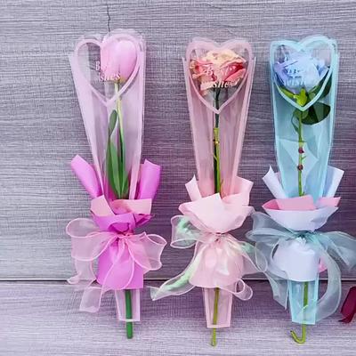 50 Stuks Enkele Roos Mouwen Bloem Inpakzak Boeket Verpakkingszakken Transparante Cellofaan Bloemenverpakkingen Voor Valentijnsdag