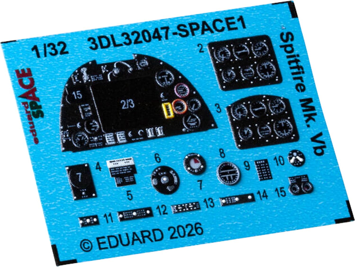 Eduard Space Series Supermarine Spitfire Interieur 3D Decal Geëtste Onderdelen Set Kotari Plastic Model Decals EDU3DL32047 1/32 Mk.Vb & (voor Modellen)