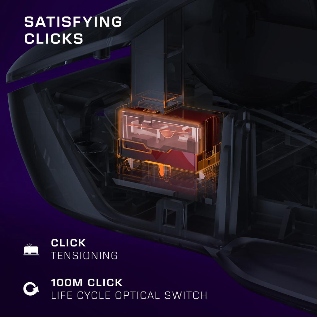 TURTLE BEACH Kone II Air Black Gaming 26K DPI Macro Clutch Ergonomic Design Warranty Mouse, Multi-Button Wireless, 2.4G/Bluetooth, 650IPS, MMO/RTS,