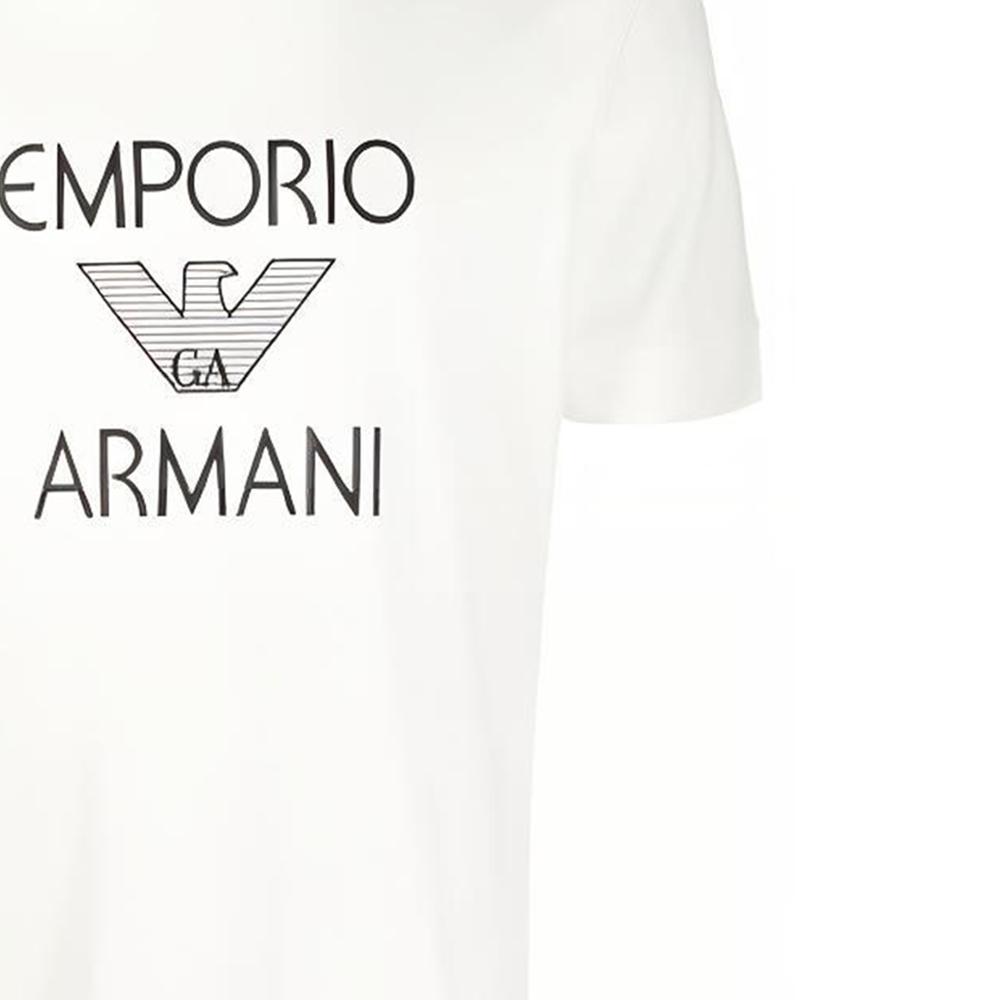 Emporio Armani Letter Eagle Logo Printed Short Sleeve T-Shirt Men Tops White 3K1TAF-1JUVZ-0101