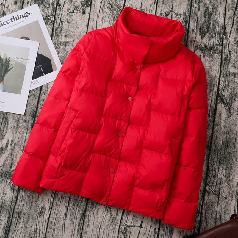 Women's 2024 Korean Style Slim-fit Lightweight Down Jacket with Stand-up Collar and Wave Pattern