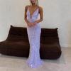 2025 Summer Sequin Spaghetti Strap Backless Dress - European & American Socialite Style