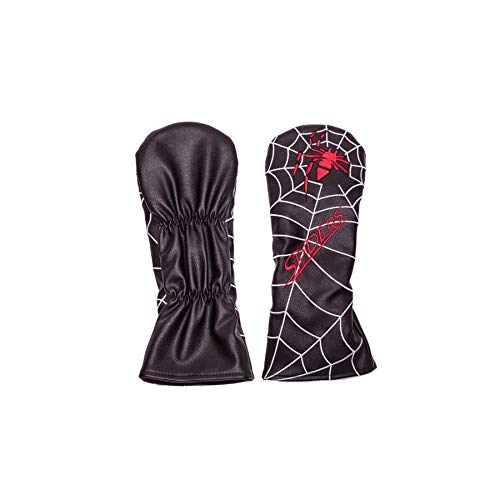 Golf Head Cover Driver Cover Wood FW Cover Utility UT Cover Set Spider with Conversion Tag 5-piece (black)