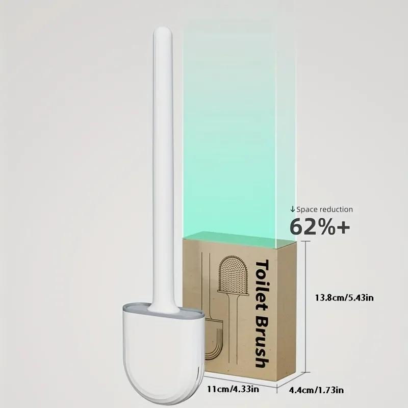 Silicone Toilet Brush, Hanging Toilet Cleaner Long Handle Bathroom Set, Cleaning Corner Household Bathroom Accessories