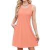 Women's Casual Fashion Breathable Solid Color Vest Dress With Pockets