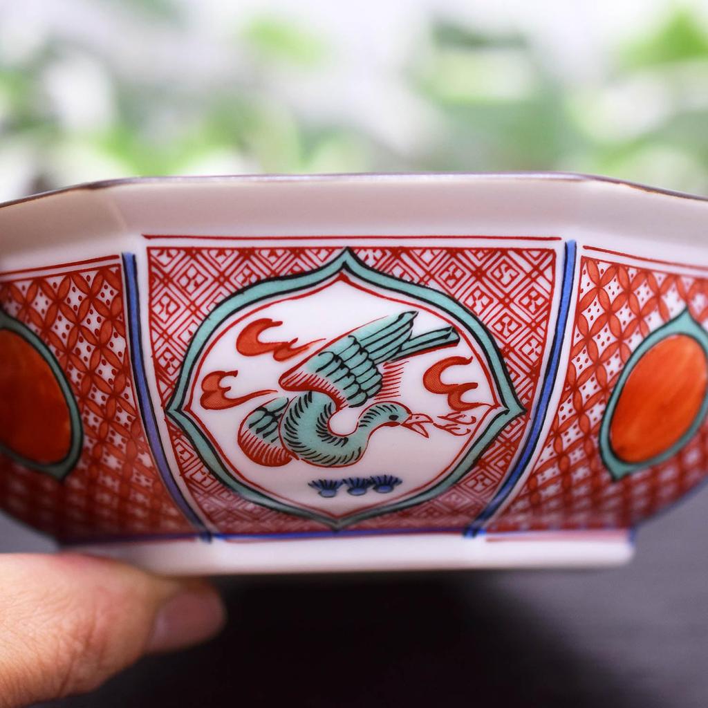Waza no Kura Stylish Japanese Tableware Kutani Ware Bowl Yoraku Akae Ceramic High-End Brand Japanese Food Dishes Serving Bowl Made in Japan